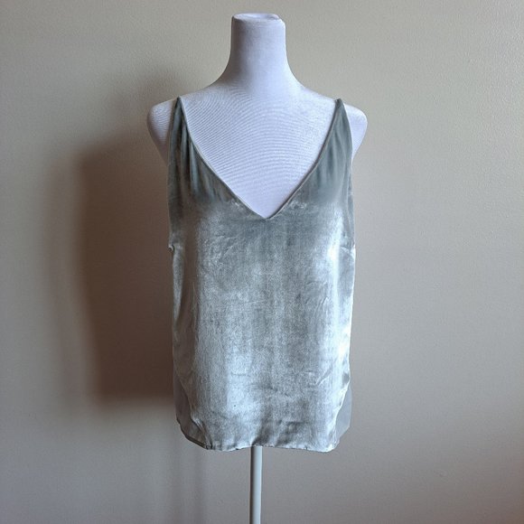 NEW J Brand Grey Velvet Front Tank Top Shirt Size M